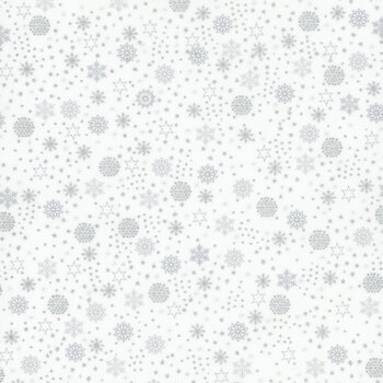 Stof Christmas - We Love Christmas 4591-104 White/Silver Snowflake Sprinkle by Stof Fabrics, Image