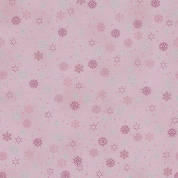 Stof Christmas - We Love Christmas 4591-426 Light Rose/Silver Snowflake Sprinkle by Stof Fabrics, Image