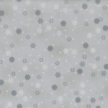 Stof Christmas - We Love Christmas 4591-903 Grey/Silver Snowflake Sprinkle by Stof Fabrics, Image