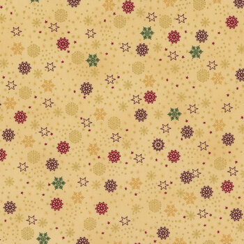 Stof Christmas - We Love Christmas 4591-206 Tan/Gold Snowflake Sprinkle by Stof Fabrics, Image