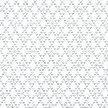 Stof Christmas - We Love Christmas 4591-107 White/Silver Hearts by Stof Fabrics, Image