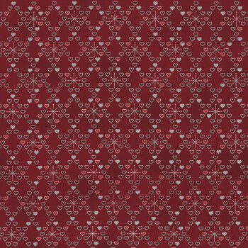 Stof Christmas - We Love Christmas 4591-419 Red/Silver Hearts by Stof Fabrics, Image