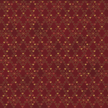 Stof Christmas - We Love Christmas 4591-407 Red/Gold Hearts by Stof Fabrics, Image