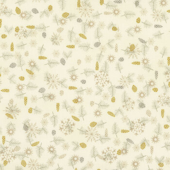 Stof Christmas - We Love Christmas 4591-127 Cream/Gold Pinecones by Stof Fabrics, Image