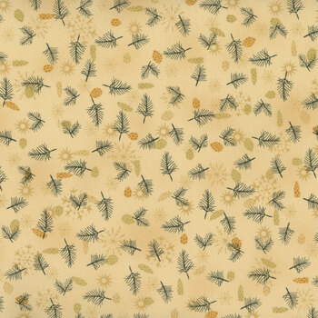 Stof Christmas - We Love Christmas 4591-203 Tan/Gold Pinecones by Stof Fabrics