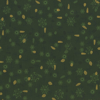 Stof Christmas - We Love Christmas 4591-802 Green/Gold Pinecones by Stof Fabrics, Image