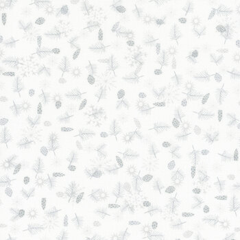 Stof Christmas - We Love Christmas 4591-102 White/Silver Pinecones by Stof Fabrics, Image