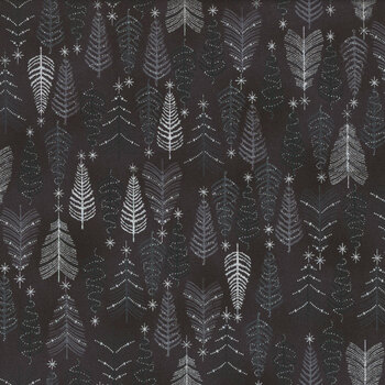 Stof Christmas - We Love Christmas 4591-911 Black/Silver Trees by Stof Fabrics, Image