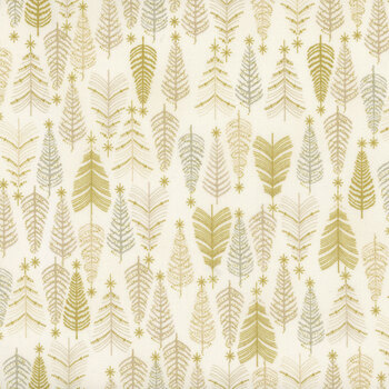 Stof Christmas - We Love Christmas 4591-126 Cream/Gold Trees by Stof Fabrics, Image