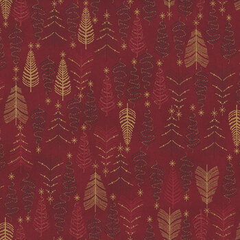 Stof Christmas - We Love Christmas 4591-401 Red/Gold Trees by Stof Fabrics, Image