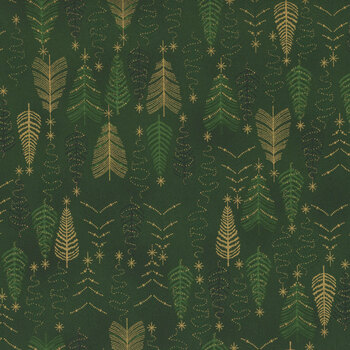 Stof Christmas - We Love Christmas 4591-801 Green/Gold Trees by Stof Fabrics, Image