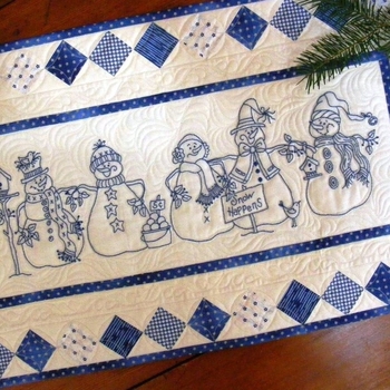 Snow Happens Table Runner -  Machine Embroidery USB, Image