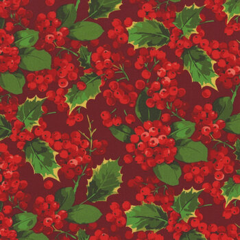 Winterberry PWMN035.CRIMSON Holly Berry by Martha Negley for FreeSpirit Fabrics, Image