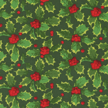 Winterberry PWMN037.DARKGREEN Holly by Martha Negley for FreeSpirit Fabrics, Image