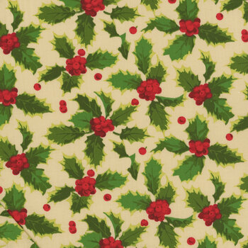 Winterberry PWMN037.NATURAL Holly by Martha Negley for FreeSpirit Fabrics, Image