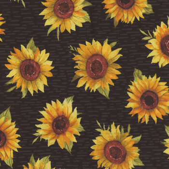 Sunflower Splendor 83328-952 Sunflower Toss Black by Susan Winget for Wilmington Prints, Image