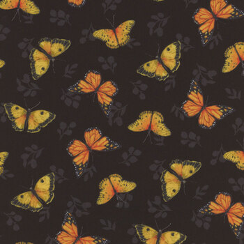 Sunflower Splendor 83329-985 Butterfly Toss Black by Susan Winget for Wilmington Prints, Image