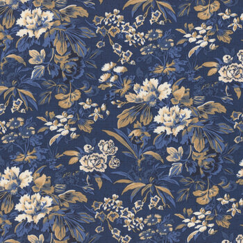 Radiance 98741-424 Medium Floral Dark Denim by Kaye England for Wilmington Prints