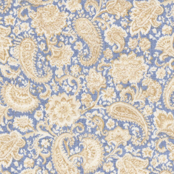 Radiance 98742-412 Paisley and Floral Light Denim by Kaye England for Wilmington Prints