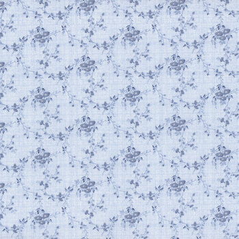 Radiance 98743-444 Small Floral Light Denim by Kaye England for Wilmington Prints, Image