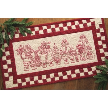 Santa Quartet! Table Runner -  Machine Embroidery USB, Image