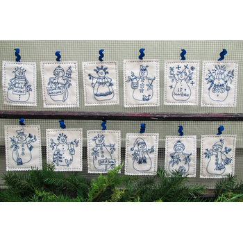 Snowmen by the Dozen Ornaments Pattern -  Machine Embroidery USB