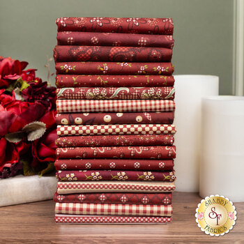 Garnets & Gingham  17 FQ Set by Kim Diehl for Henry Glass Fabrics, Image