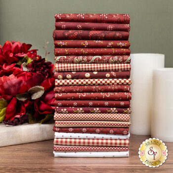 Garnets & Gingham  20 FQ Set by Kim Diehl for Henry Glass Fabrics, Image