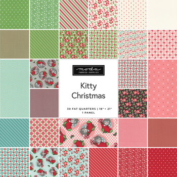 Kitty Christmas  30 FQ Set + Panel by Urban Chiks for Moda Fabrics, Image