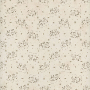 Snowman Gatherings IV 49250-15 Snow Taupe by Primitive Gatherings for Moda Fabrics, Image