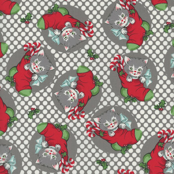 Kitty Christmas 31200-19 Coal by Urban Chiks for Moda Fabrics , Image