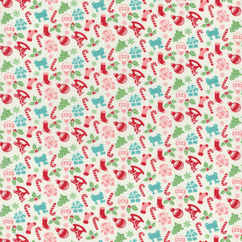 Kitty Christmas 31202-11 Snow by Urban Chiks for Moda Fabrics , Image