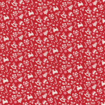 Kitty Christmas 31202-12 Berry by Urban Chiks for Moda Fabrics , Image