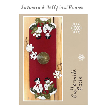 Snowmen & Holly Leaf Runner Pattern, Image