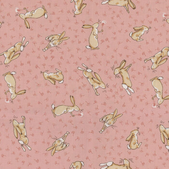 Guess How Much I Love You 2024 Y4247-39 Tossed Bunnies Coral by Clothworks, Image