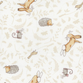 Guess How Much I Love You 2024 Flannel Y4252-1 Forest Friends White by Clothworks REM, Image