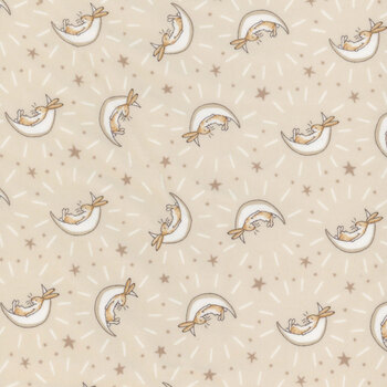 Guess How Much I Love You 2024 Flannel Y4253-11 Bunny Moons Light Khaki by Clothworks, Image