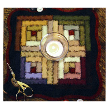  Log Cabin Candle Mat Wool Felt Kit - Bareroots, Image