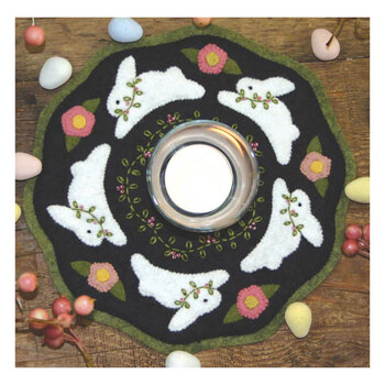  Bunnies Candle Mat Wool Felt Kit - Bareroots, Image