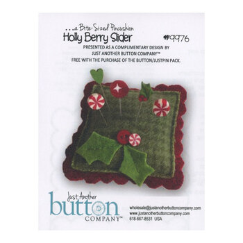 Holly Berry Slider Pincushion Pattern - Includes Buttons & 5 Pins, Image