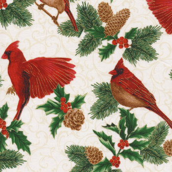 Christmas Splendor W7775-20G Natural Gold by Hoffman Fabrics, Image