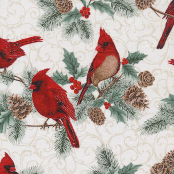 Christmas Splendor W7775-441S Winter Cherry Silver by Hoffman Fabrics