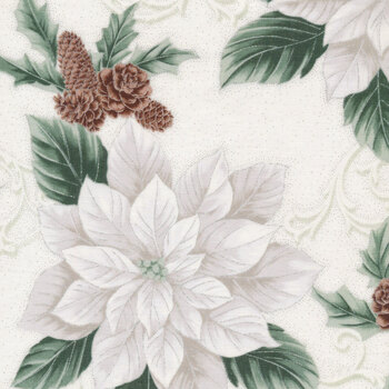 Christmas Splendor W7776-3S White Silver by Hoffman Fabrics