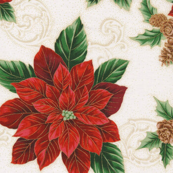 Christmas Splendor W7776-20G Natural Gold by Hoffman Fabrics