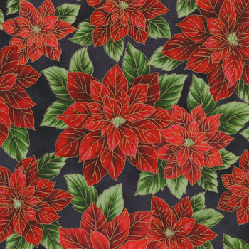 Christmas Splendor W7777-4G Black Gold by Hoffman Fabrics