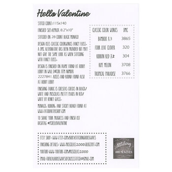 Hello Valentine Cross Stitch Pattern, Image