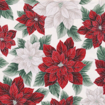 Christmas Splendor W7777-441S Winter Cherry Silver by Hoffman Fabrics