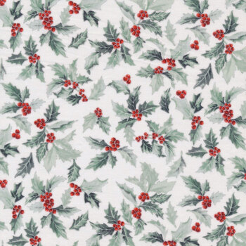 Christmas Splendor W7778-441S Winter Cherry Silver by Hoffman Fabrics, Image