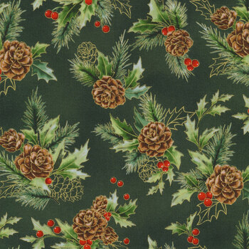 Christmas Splendor W7779-60G Hunter Gold by Hoffman Fabrics