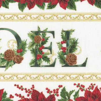 Christmas Splendor W7780-20G Natural Gold by Hoffman Fabrics, Image